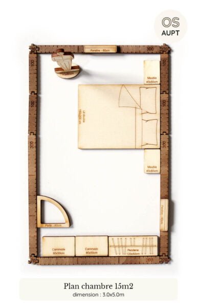 plan chambre : exemples par surface de 9m2 à 30m2 8 plan d'une chambre de 15m2 réalisé avec le kit yoja