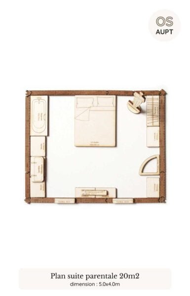 plan chambre : exemples par surface de 9m2 à 30m2 13 plan d'une suite parentale de 20m2 réalisé avec le kit yoja