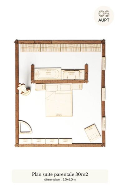 plan chambre : exemples par surface de 9m2 à 30m2 19 plan d'une suite parentale de 30m2 réalisé avec le kit yoja