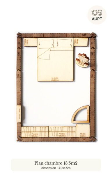 plan chambre : exemples par surface de 9m2 à 30m2 6 plan d'une chambre de 13.5m2 réalisé avec le kit yoja