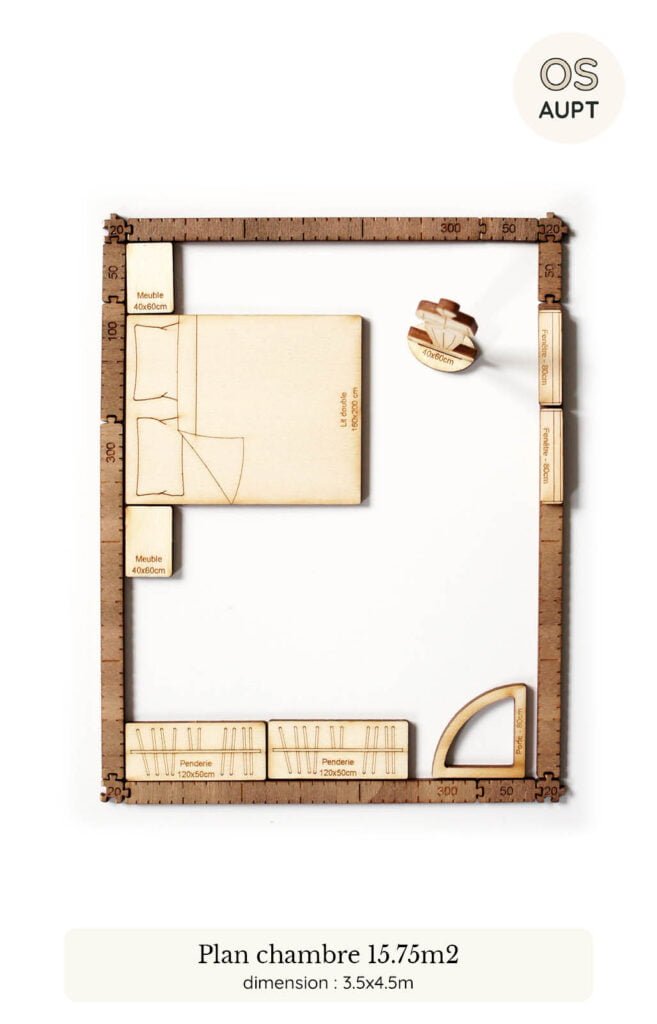 Plan d'une chambre de 15.75m2 réalisé avec le kit Yoja