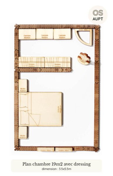 plan chambre : exemples par surface de 9m2 à 30m2 12 plan d'une chambre de 19m2 avec dressing réalisé avec le kit yoja