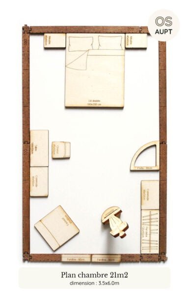 plan chambre : exemples par surface de 9m2 à 30m2 14 plan d'une chambre de 21m2 réalisé avec le kit yoja