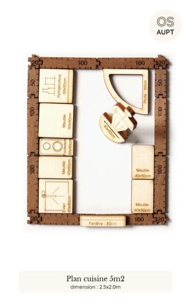 plan cuisine : exemples par surfaces de 4m2 à 16m2 3 plan d'une cuisine de 5m2 réalisé avec le kit yoja