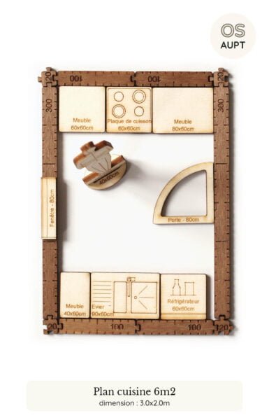 plan cuisine : exemples par surfaces de 4m2 à 16m2 4 plan d'une cuisine de 6m2 réalisé avec le kit yoja