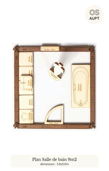 plan salle de bain : exemples par surface 3m2 à 14m2 8 plan d'une salle de bain de 9m2 réalisé avec le kit yoja