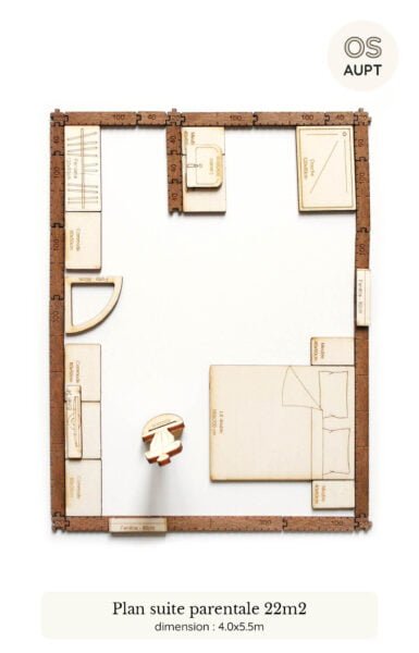 plan chambre : exemples par surface de 9m2 à 30m2 15 plan d'une suite parentale de 22m2 réalisé avec le kit yoja