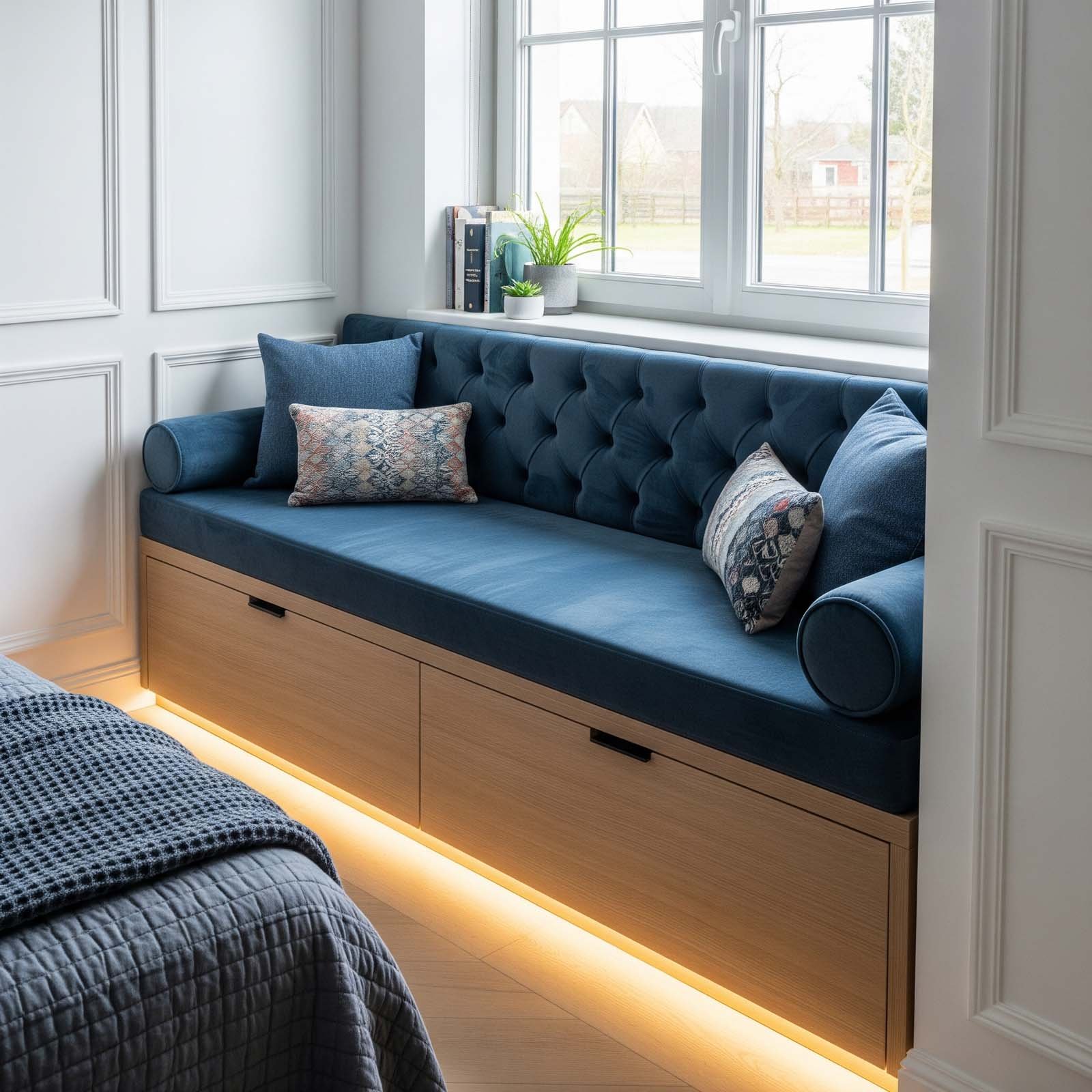 Idées de Rangement dans la Chambre : 15 Solutions Pratiques et Astuces 19 Rangement chambre : banquette avec coffre de rangement