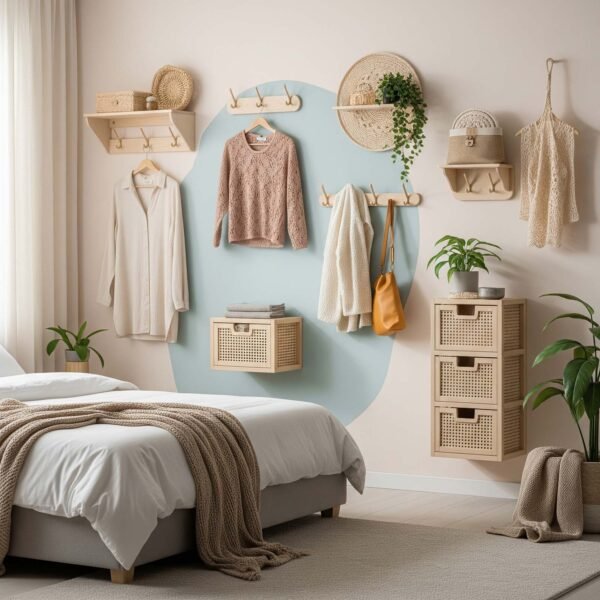 Idées de Rangement dans la Chambre : 15 Solutions Pratiques et Astuces 14 Rangement chambre : crochet et patère muraux