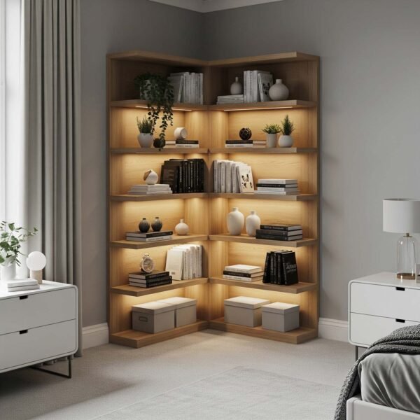 Idées de Rangement dans la Chambre : 15 Solutions Pratiques et Astuces 7 Rangement chambre : étagère angle