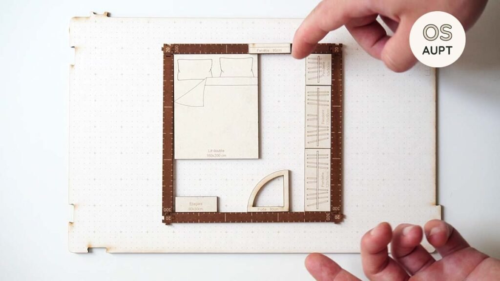 Plan d'une chambre de 9m2 :  Lit de 160cm façe à la porte