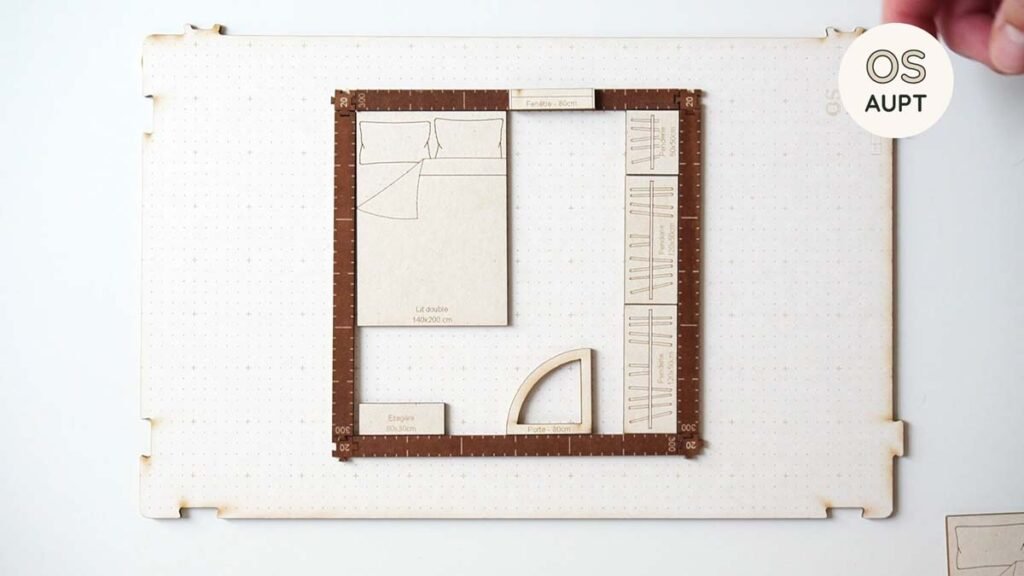 Plan d'une chambre de 9m2 : Lit de 140cm