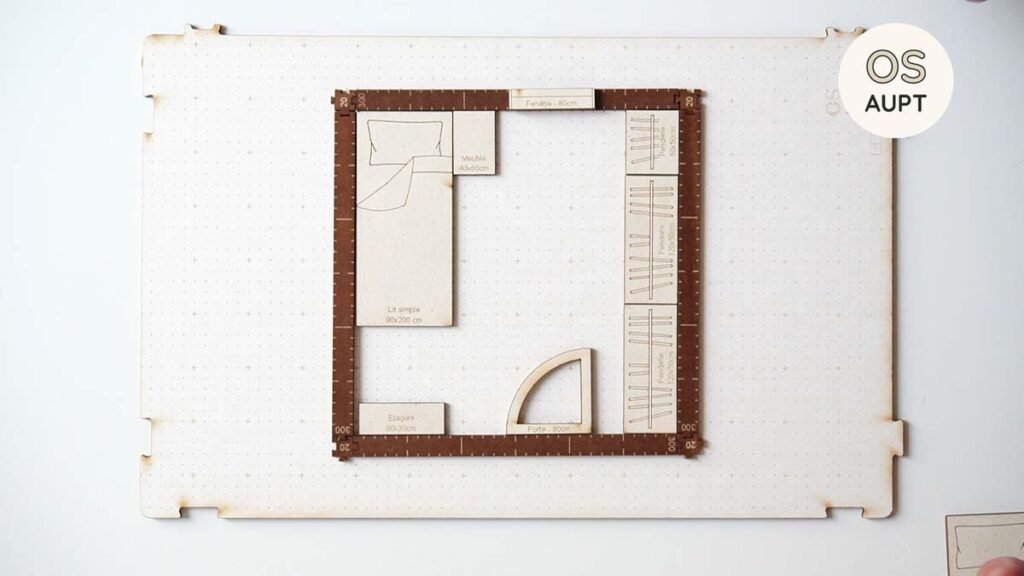 Plan d'une chambre de 9m2 :  Lit de 90cm et penderies