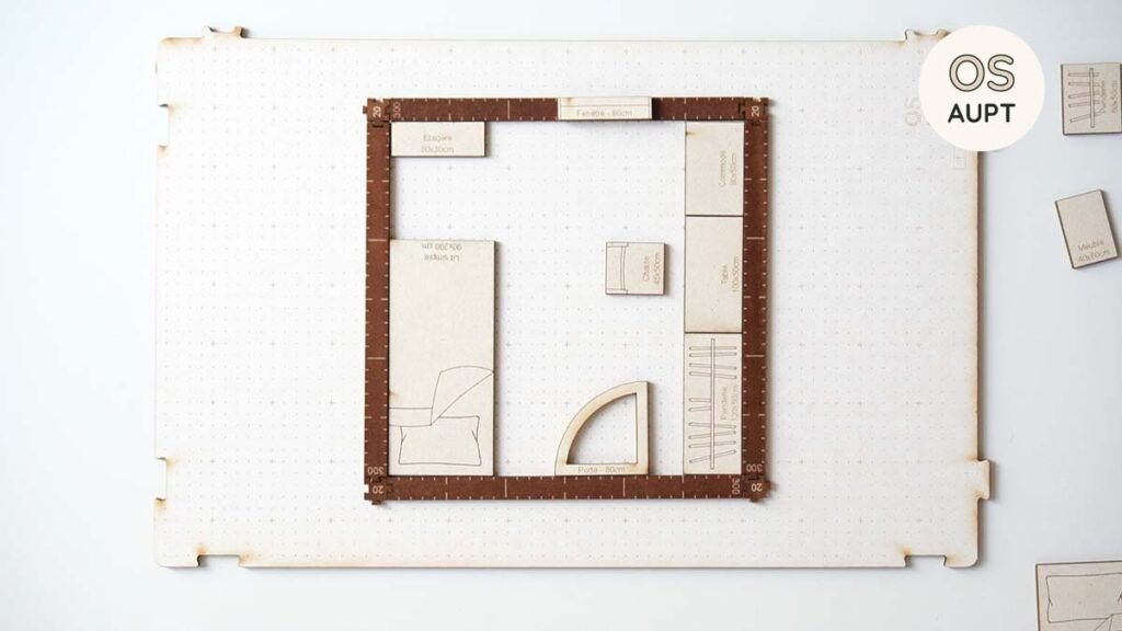 Plan d'une chambre de 9m2 : lit de 90cm proche de la porte