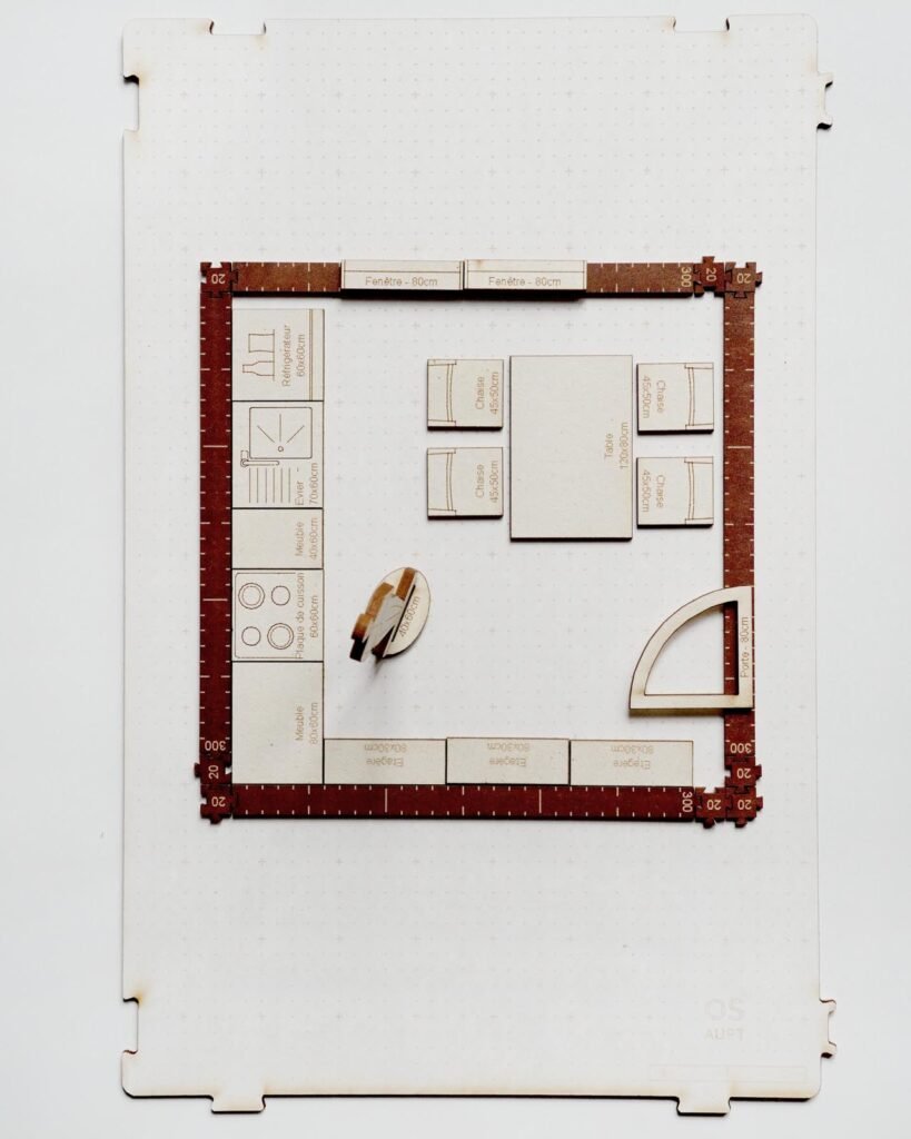 Plan cuisine 10m2 carrée en I avec table à manger
