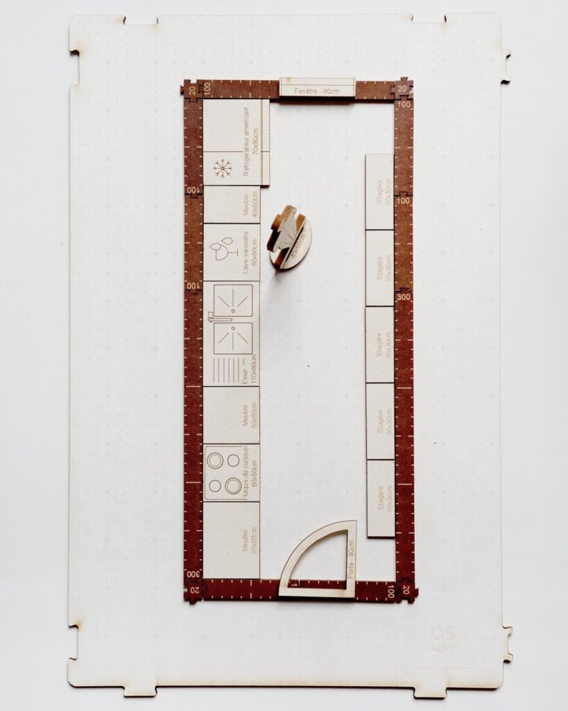 Plan cuisine 10m2 étroite aménagée en I
