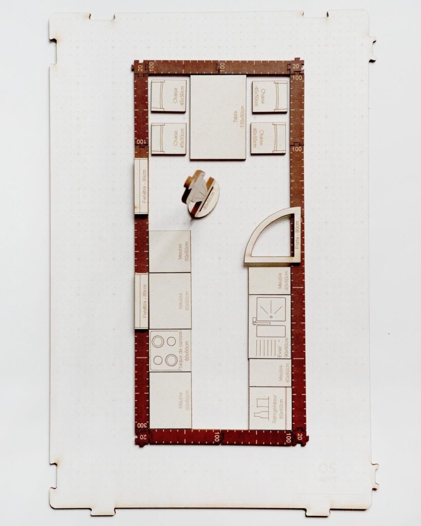 Plan cuisine 10m2 étroite en parallèle avec table à manger