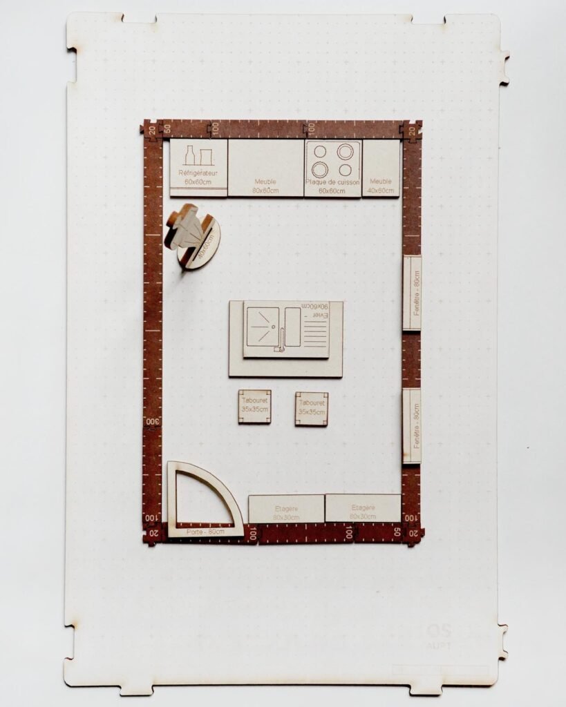 Plan cuisine 10m2 rectangulaire avec un îlot