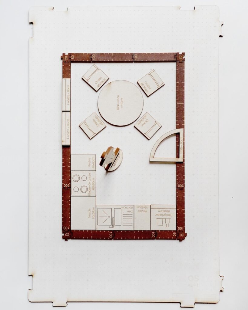 Plan cuisine 10m2 rectangulaire en L avec table à manger