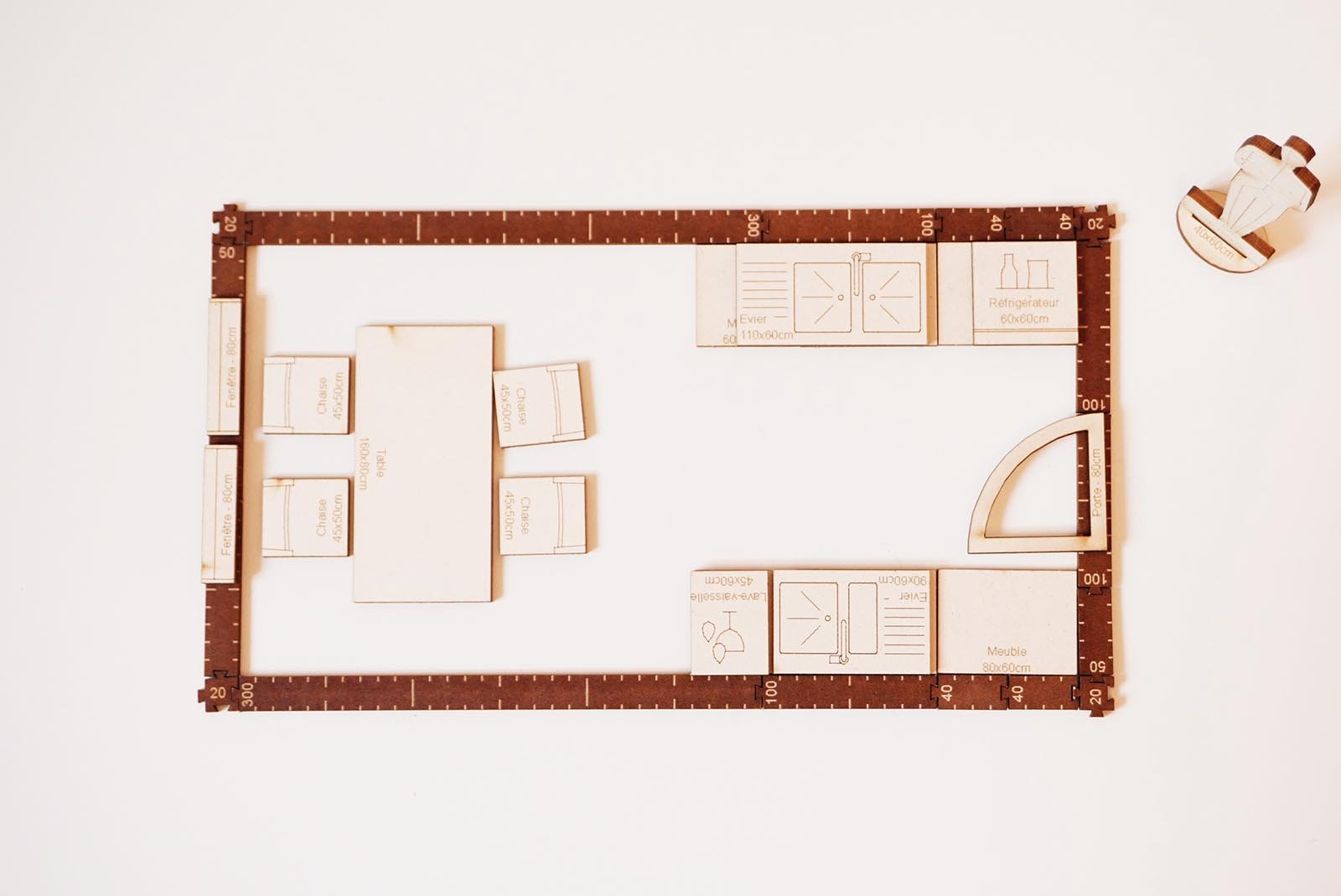 Plan Cuisine 12m2 parallele avec espace repas (4.8m x 2.5m)