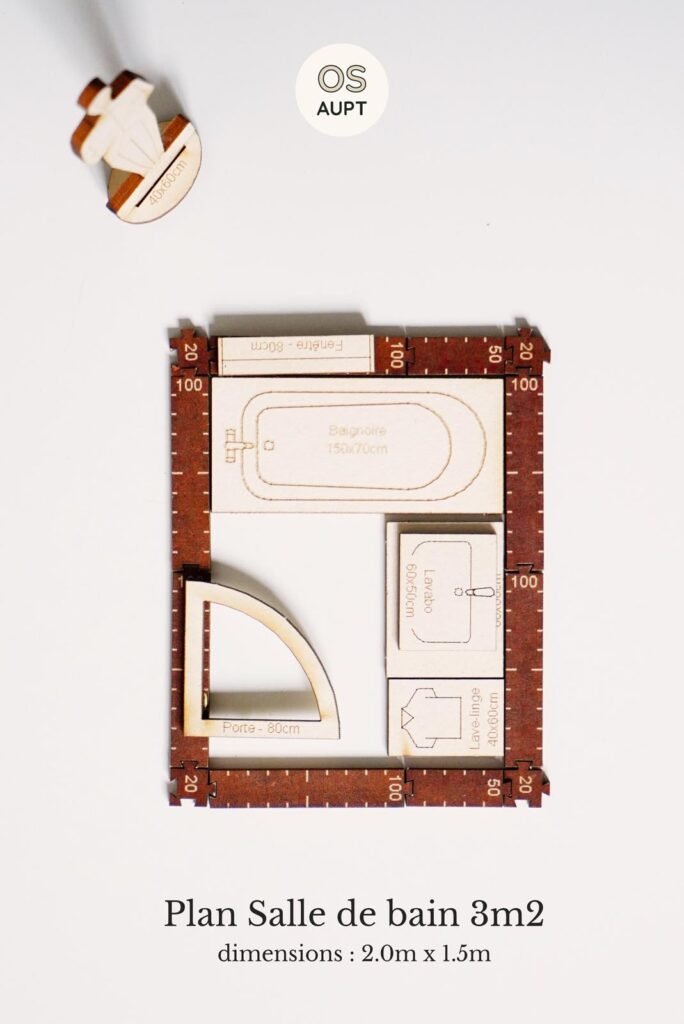 Plan Salle de Bain 3m2 avec baignoire
