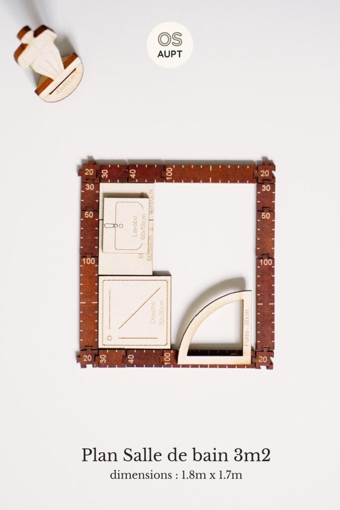 Plan Salle de Bain 3m2 carré avec douche