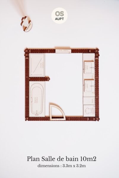 plan salle de bain : exemples par surface 3m2 à 14m2 10 plan salle de bain 10m2 avec douche et baignoire (3.3m x 3.2m)