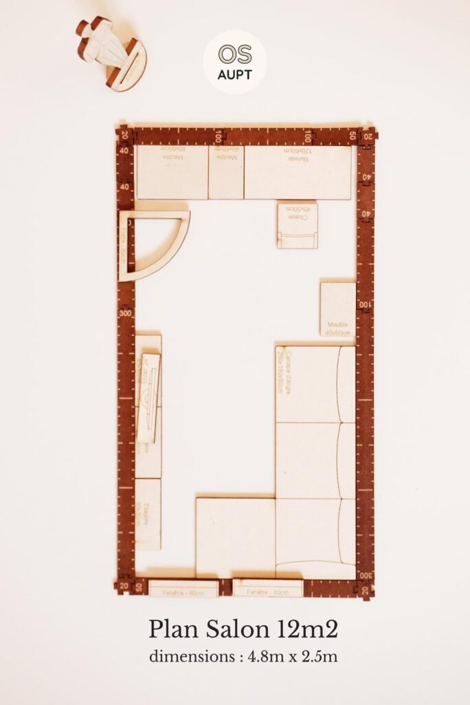 Plan Salon 12m2 avec canape d'angle