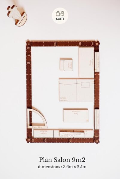 plan salon 9m2 avec bureau: bi-fonctionnalité optimisée