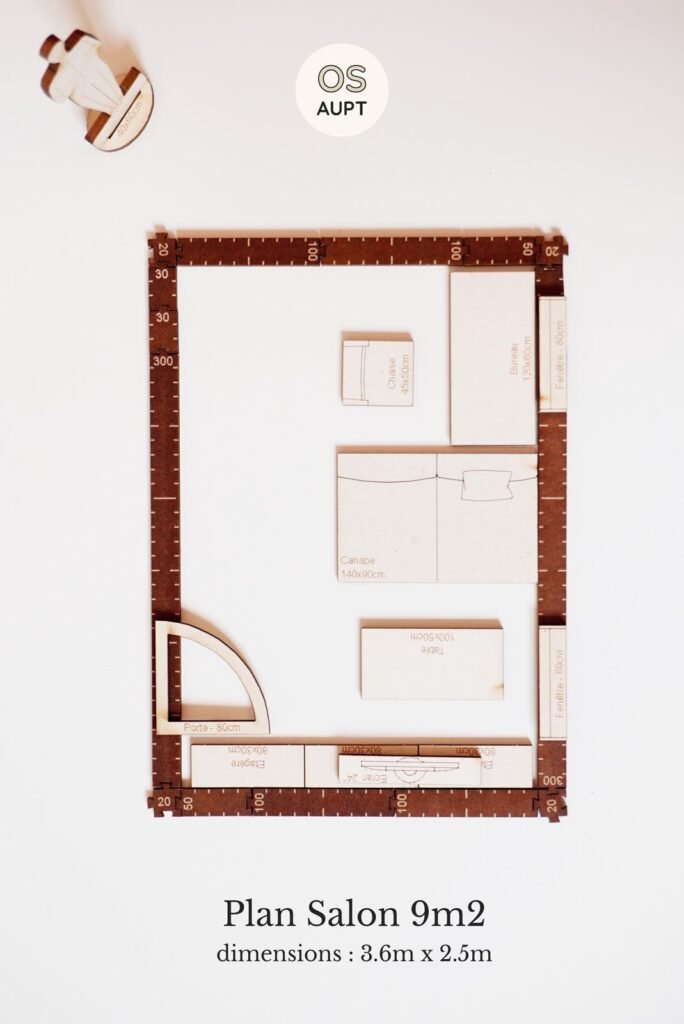 Plan Salon 9m2 avec Bureau: Bi-fonctionnalité Optimisée