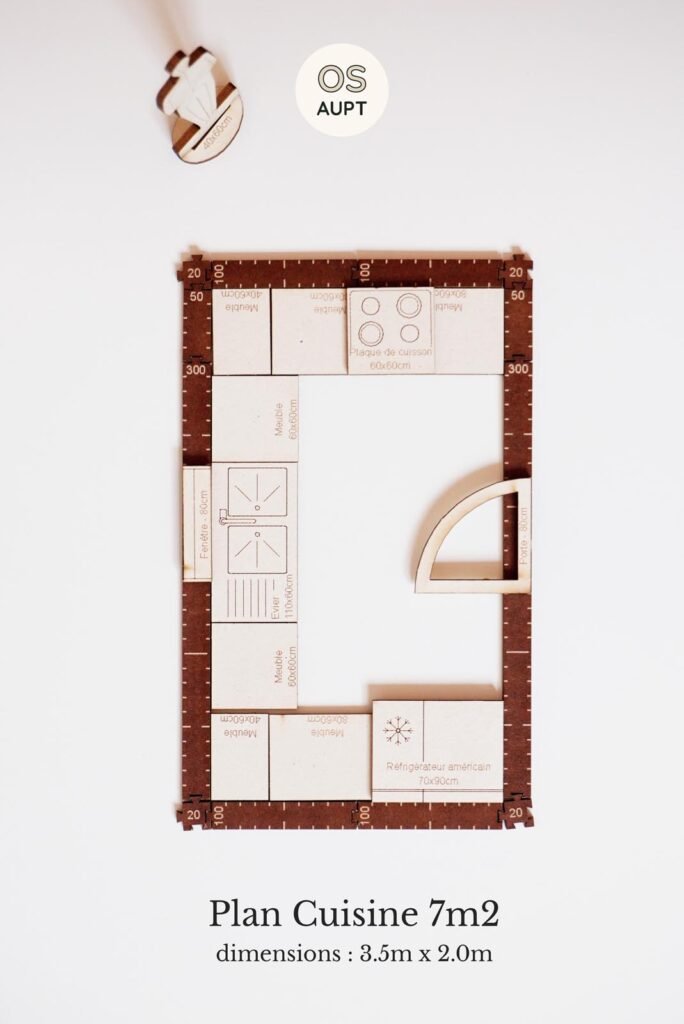 Plan Cuisine 7m2 en U (3.5m x 2.0m)