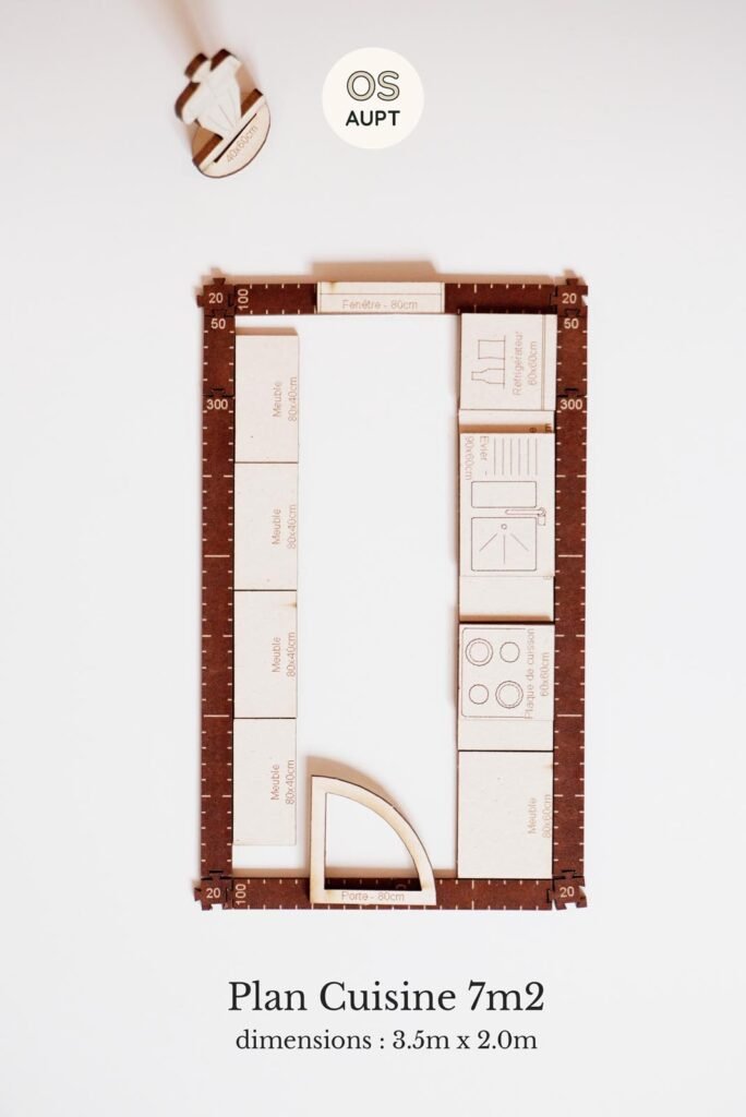 Plan Cuisine 7m2 en parallèle (3.5m x 2.0m)