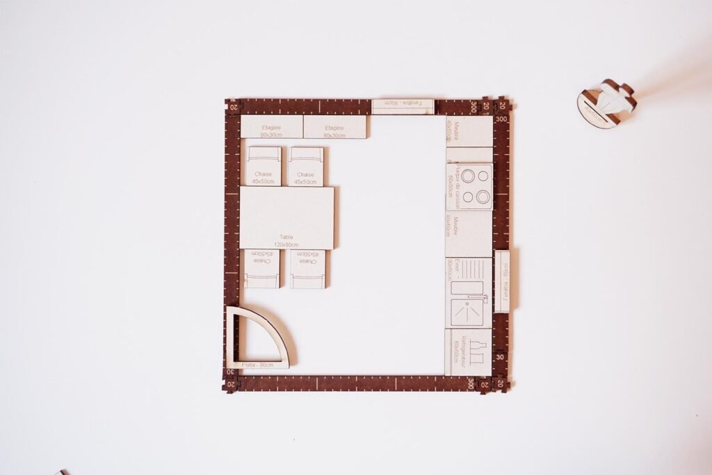 Plan Cuisine 10m2 : 8 Idées d'Aménagement (avec Mesures) 1 Plan Cuisine 10m2 en I avec table à manger rectangulaire (3.3m x 3.2m)