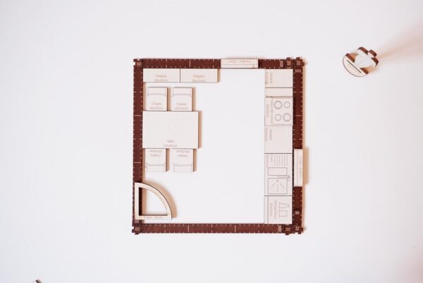 Plan Cuisine 10m2 en I avec table à manger rectangulaire (3.3m x 3.2m)