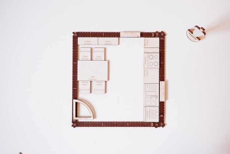 Plan Cuisine 10m2 en I avec table à manger rectangulaire (3.3m x 3.2m)