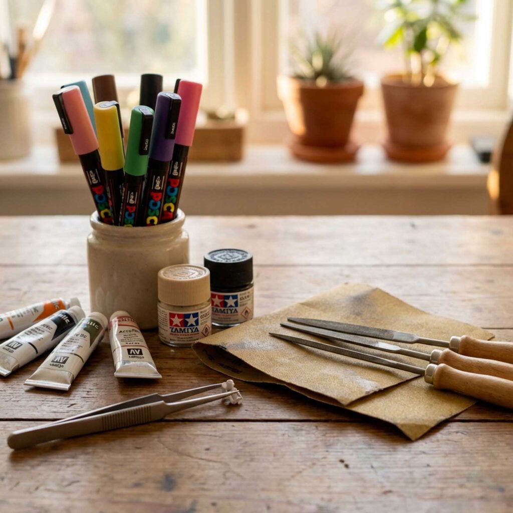 outils et fournitures d'artisanat divers.