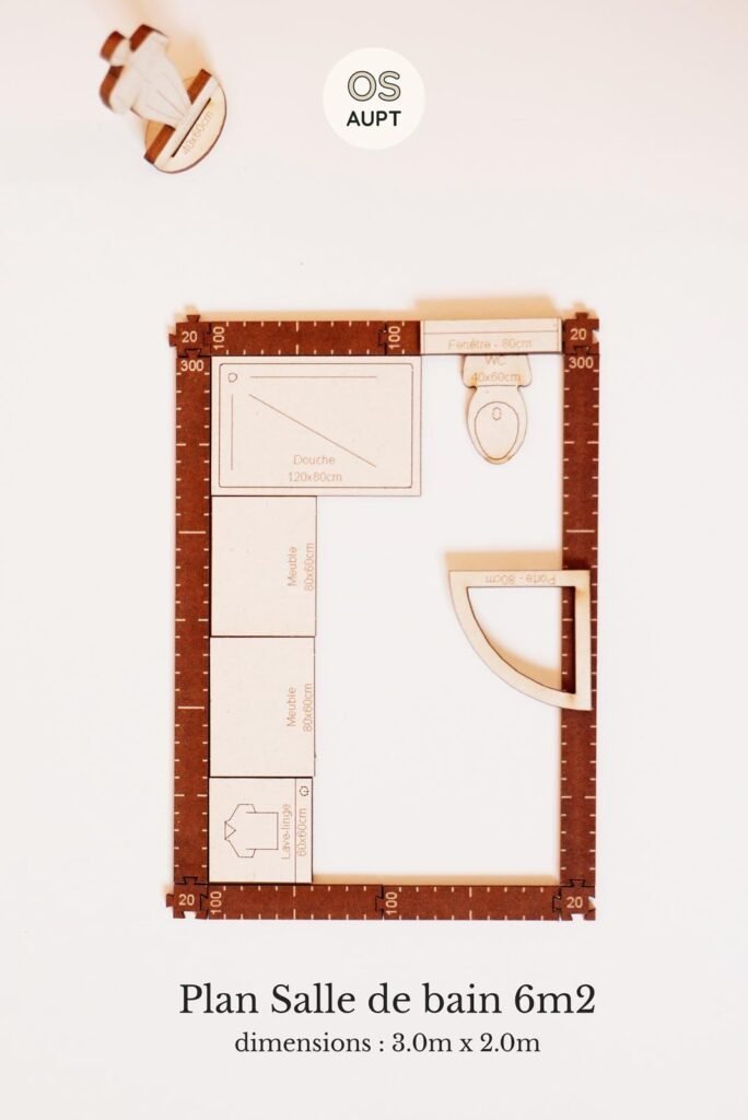 plan de salle de bain en i.