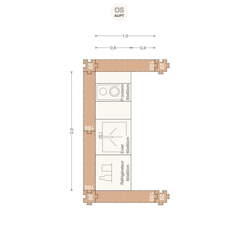 Plan cuisine 2m2 ouverte 1. 0 x 2. 0 m