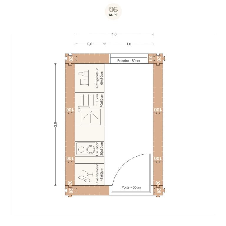 Plan cuisine 4m2 lineaire 1. 6 x 2. 5 m