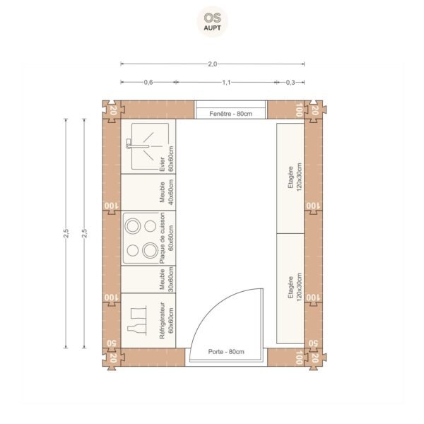 Plan cuisine 5m2 lineaire 2. 0 x 2. 5 m