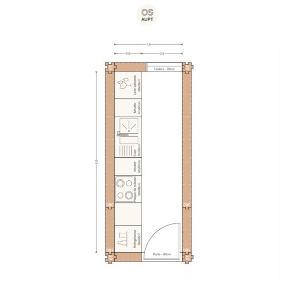 Plan cuisine 6m2 lineaire 1. 5 x 4. 0 m