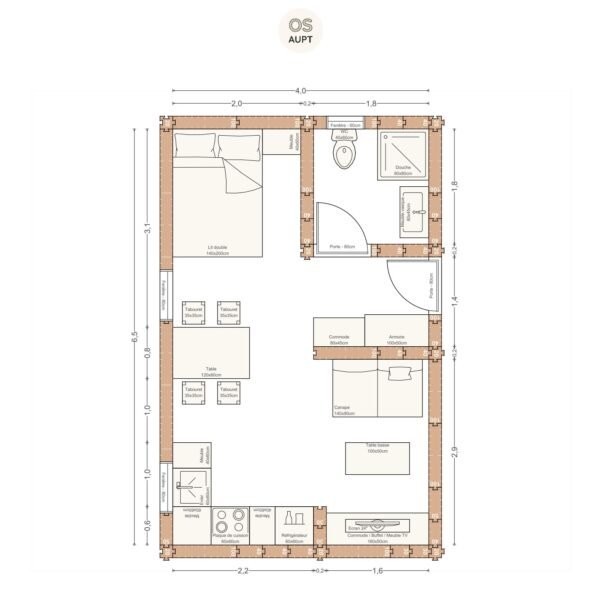 Plan studio 26m2 4. 0 x 6. 5 m